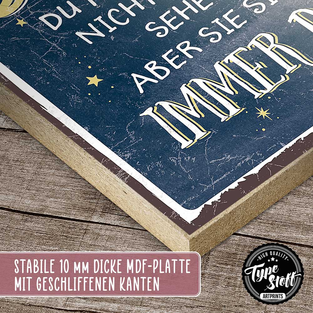 Holzschild mit Spruch - Freunde sind wie Sterne - immer da – HS-GH-00407