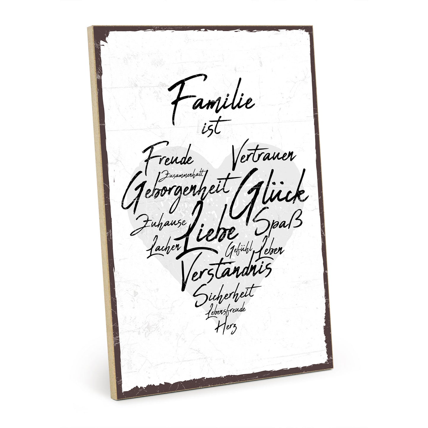Holzschild mit Spruch - Familie Zuhause Glück Freude – HS-GH-00417