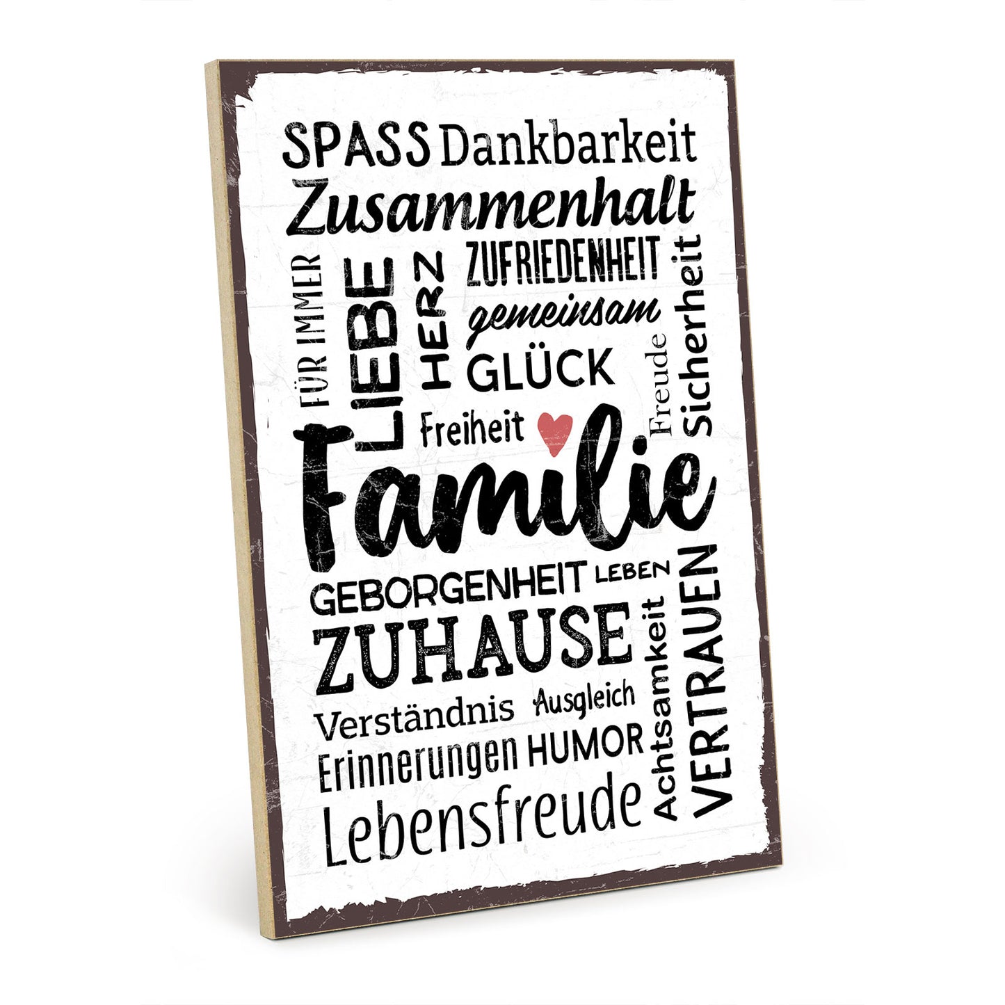 Holzschild mit Spruch - Familie Glück Dankbarkeit Spaß – HS-GH-00418