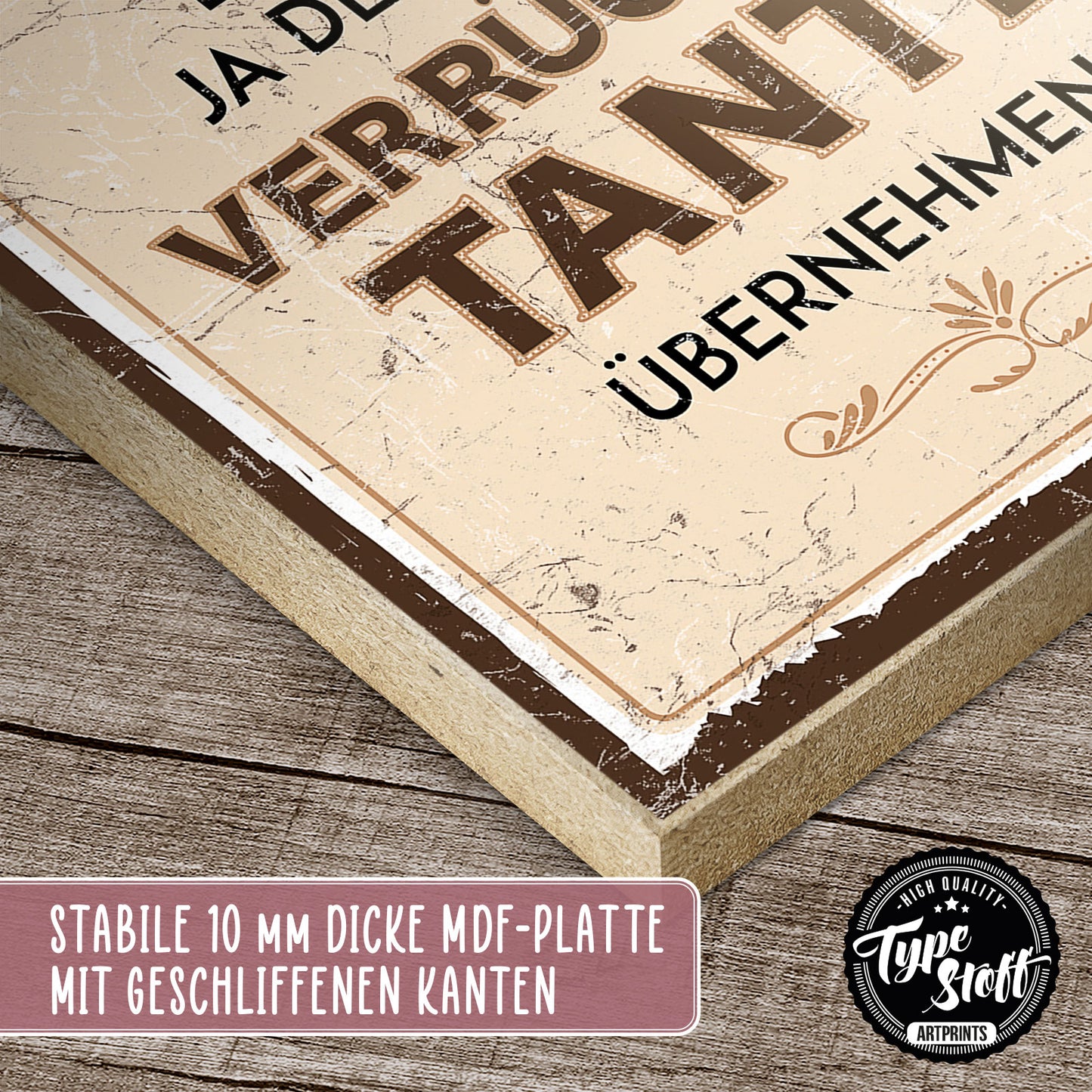 Holzschild mit Spruch - Job der verrückten Tante – HS-QN-00459