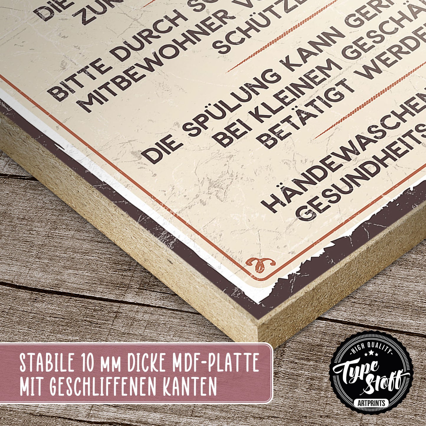 Holzschild mit Spruch - Kloordnung - im Sitzen pinkeln – HS-GH-00477