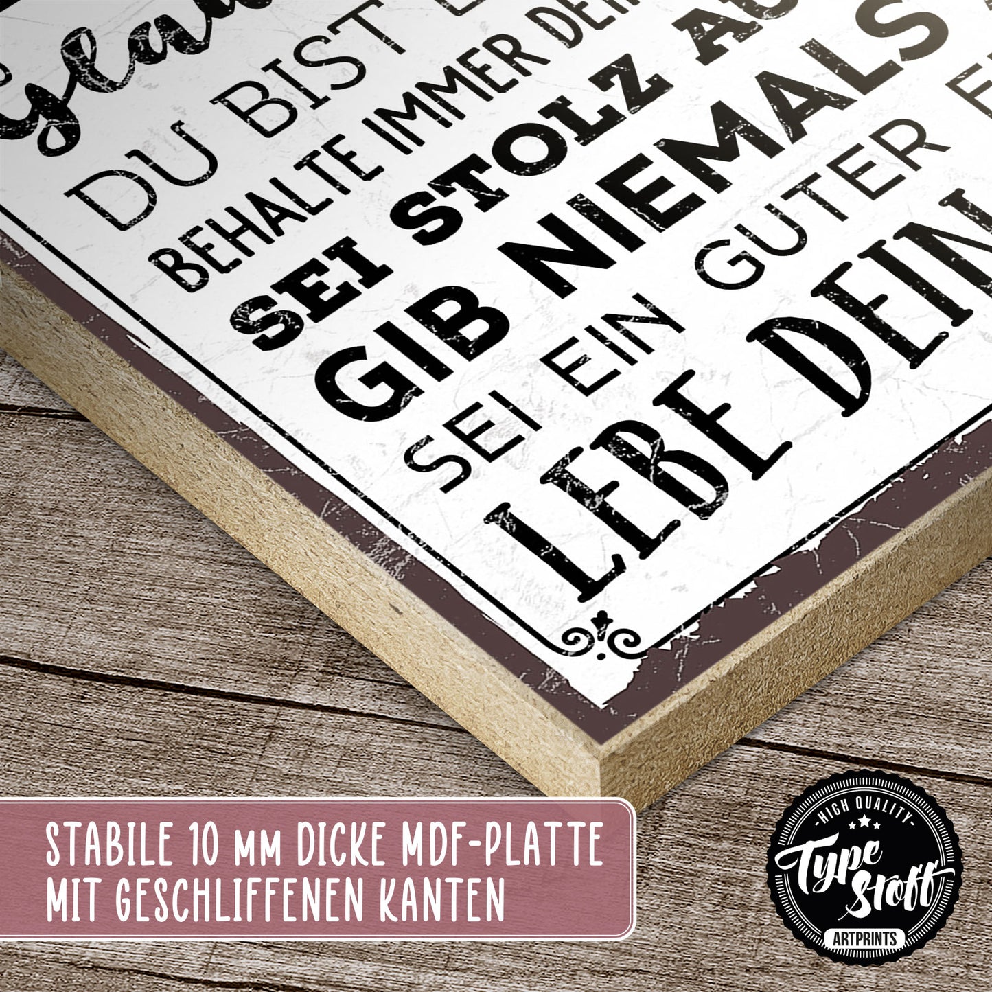 Holzschild mit Spruch - Sei du selbst und mache Fehler – GH-XH-00492