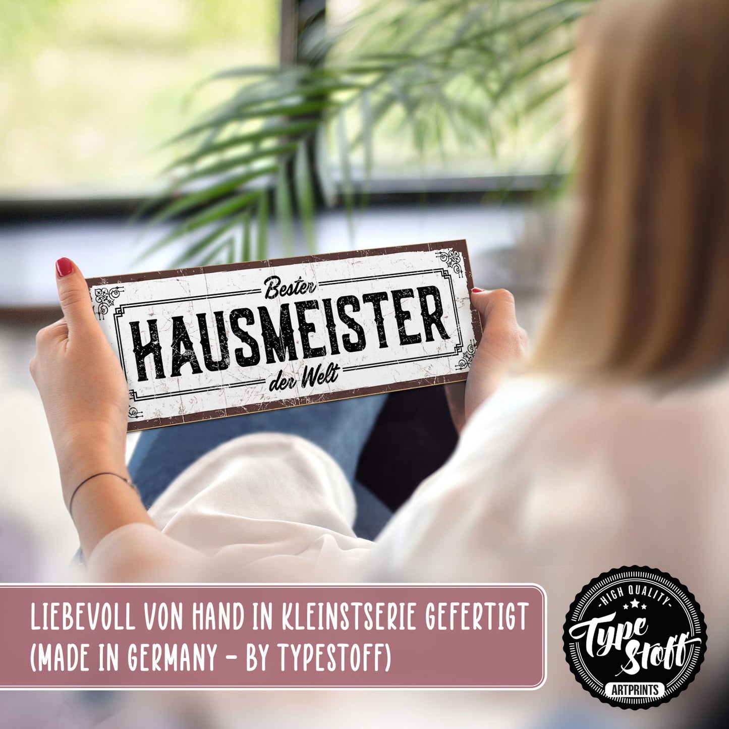 Holzschild mit Spruch - Papa - Bester Hausmeister der Welt – HS-KQ-00520