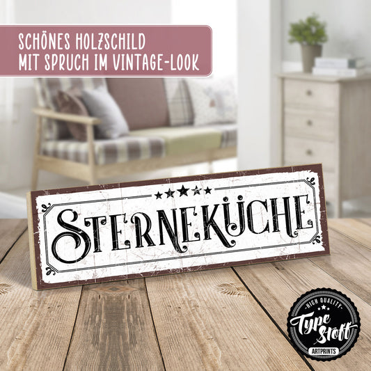 Holzschild mit Spruch - Sterne-Küche – HS-KQ-00525