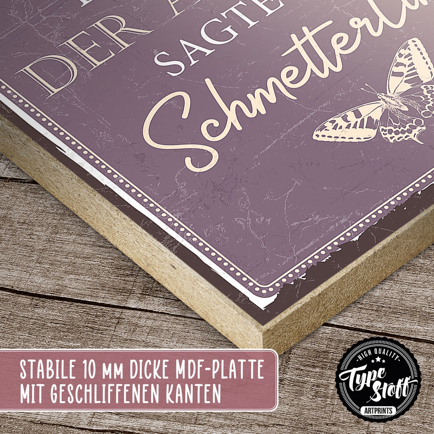 Holzschild mit Spruch - Raupe Schmetterling Ende Anfang – HS-GH-00530
