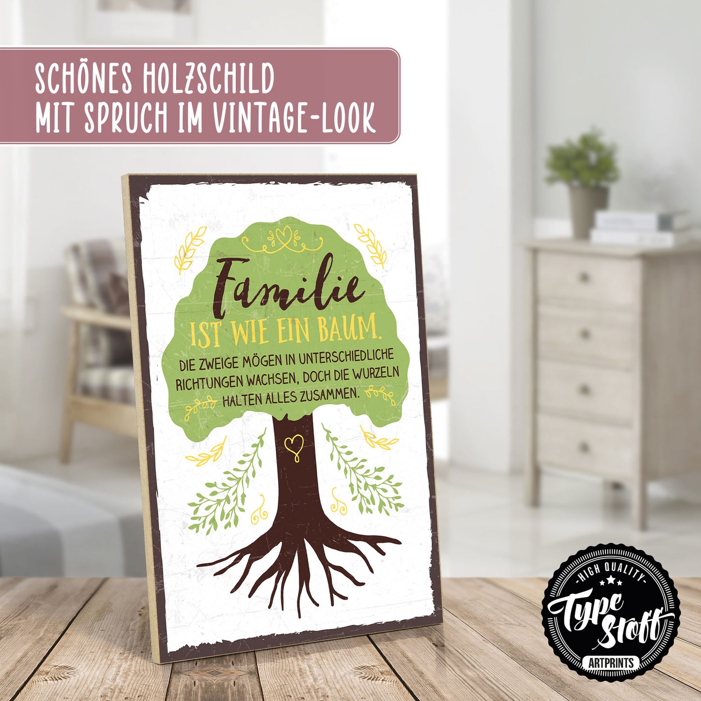 Holzschild mit Spruch - Famiie - wie Zweige an einem Baum – HS-GH-00567