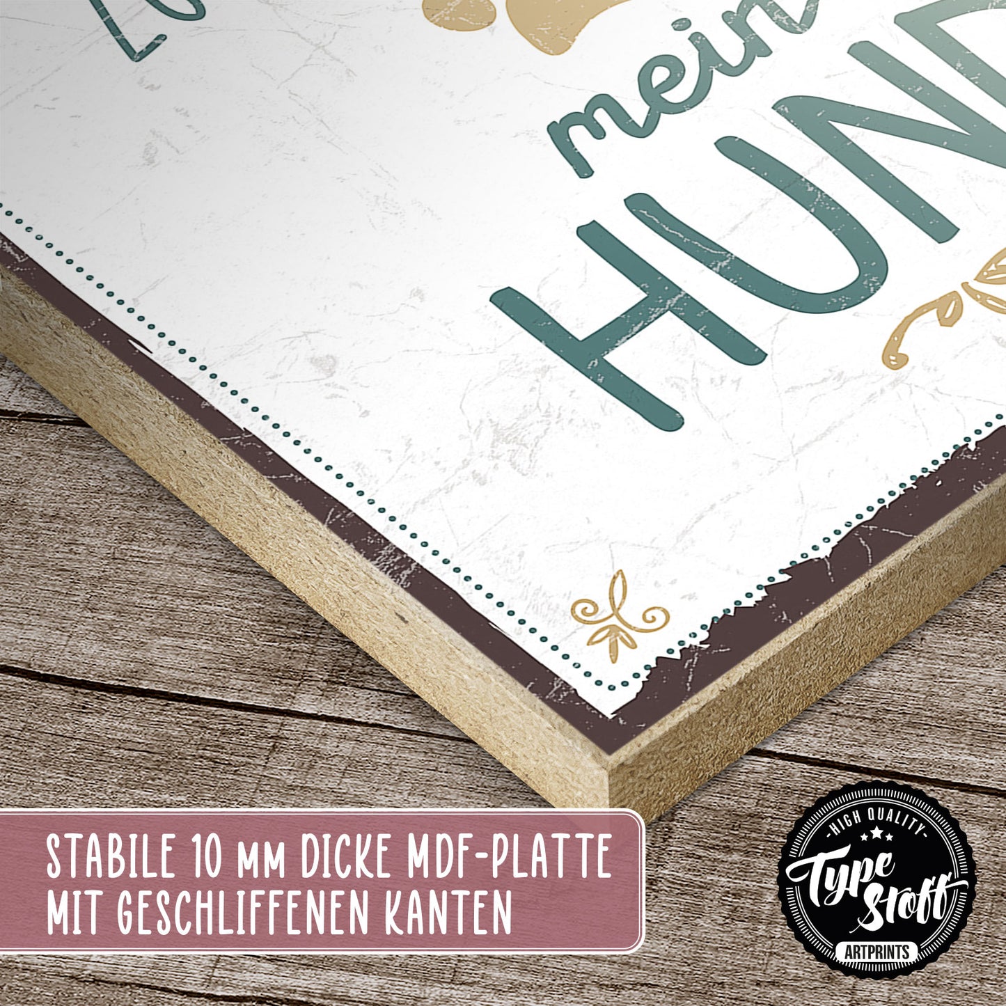 Holzschild mit Spruch - Hund - Mein Glück zum Anfassen – HS-GH-00570