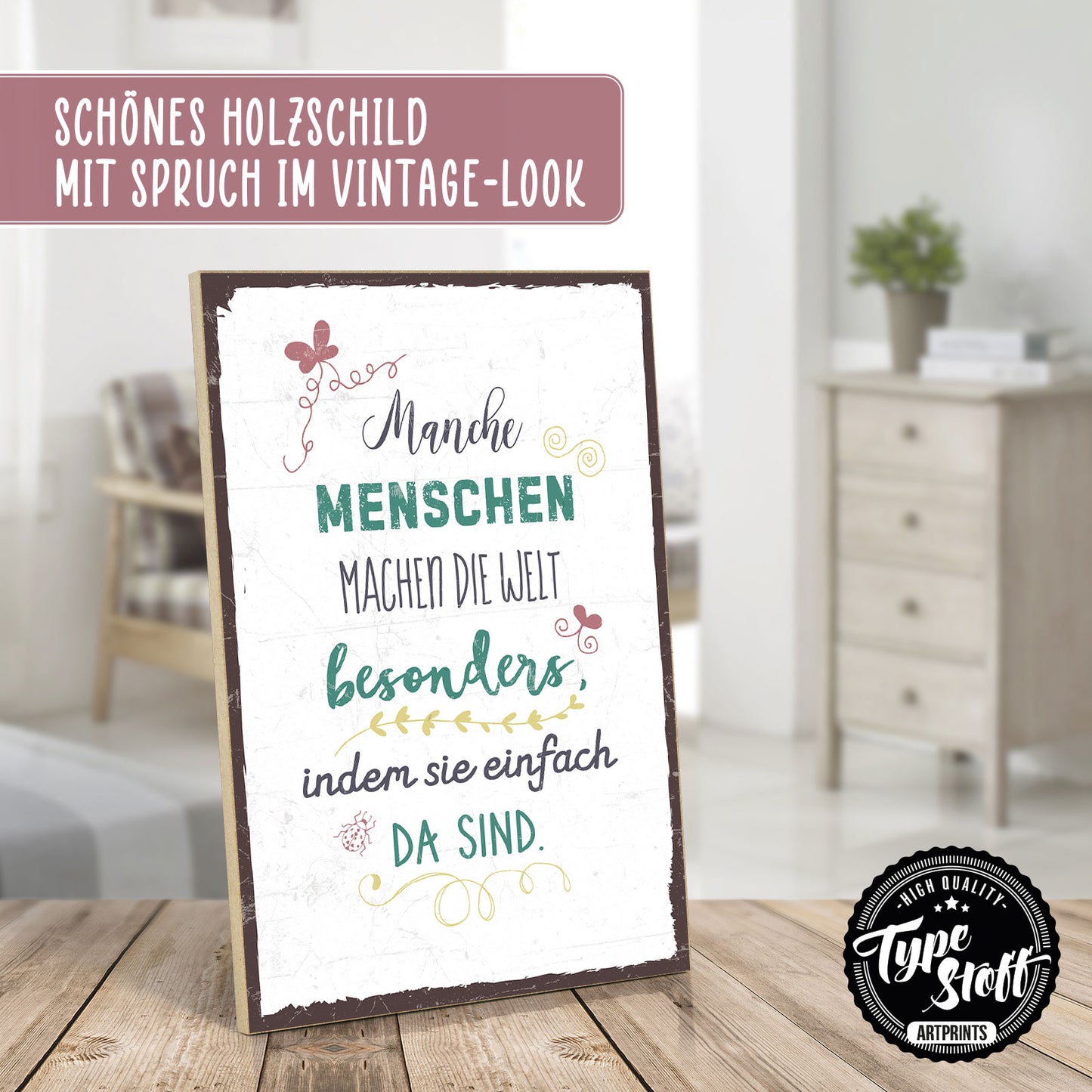 Holzschild mit Spruch - Freunde machen die Welt besonders – HS-GH/XH-00573