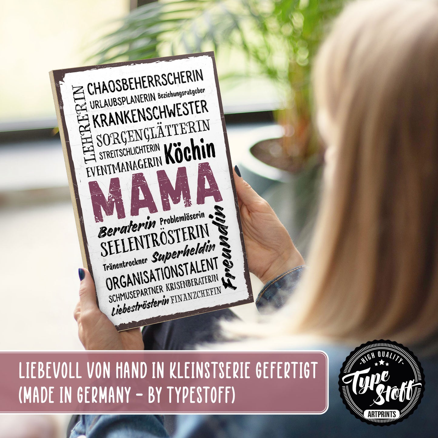 Holzschild mit Spruch - Mama wordcloud - HS-GH-00583