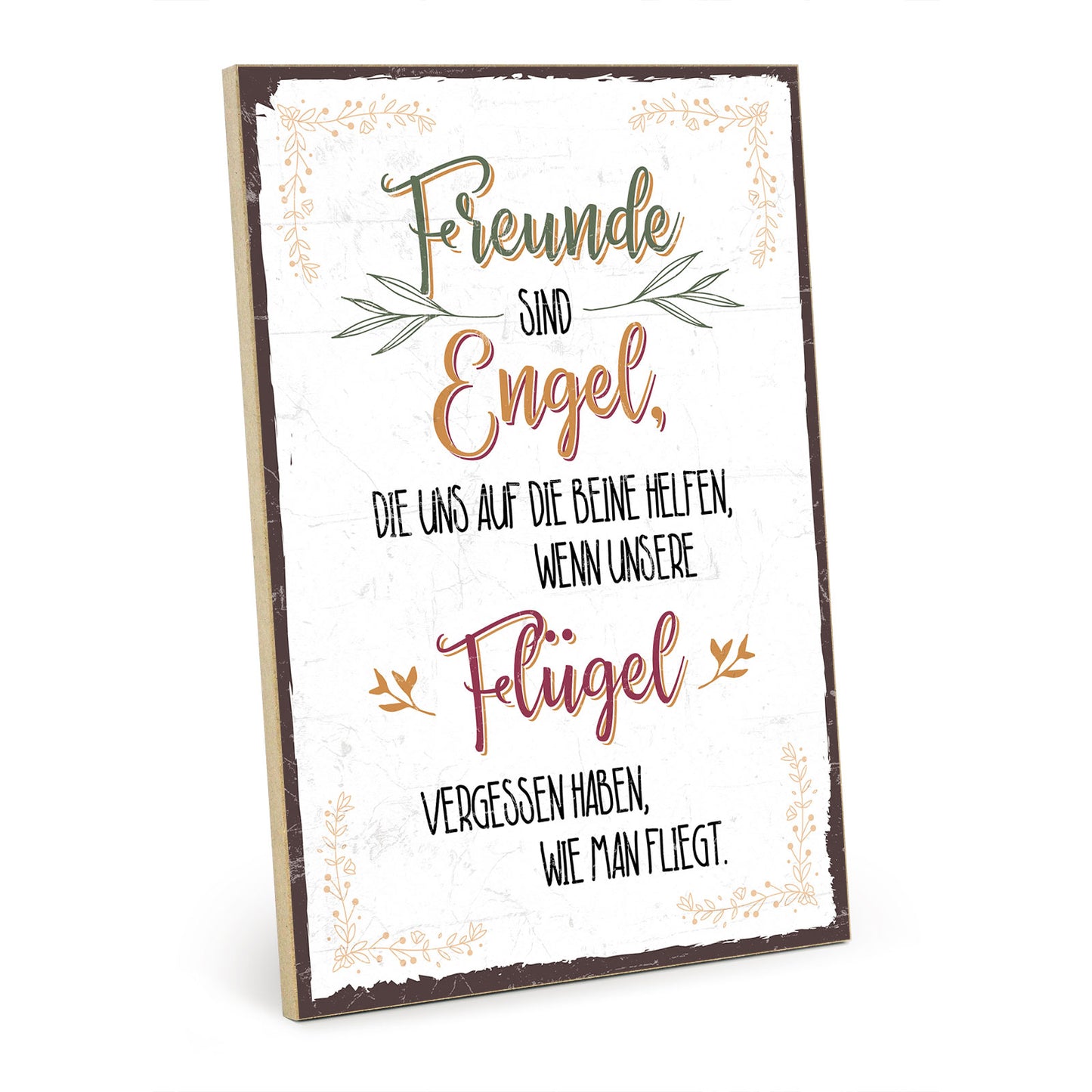 Holzschild mit Spruch - Freunde sind Engel - Flügel-Fliegen – HS-GH-00606