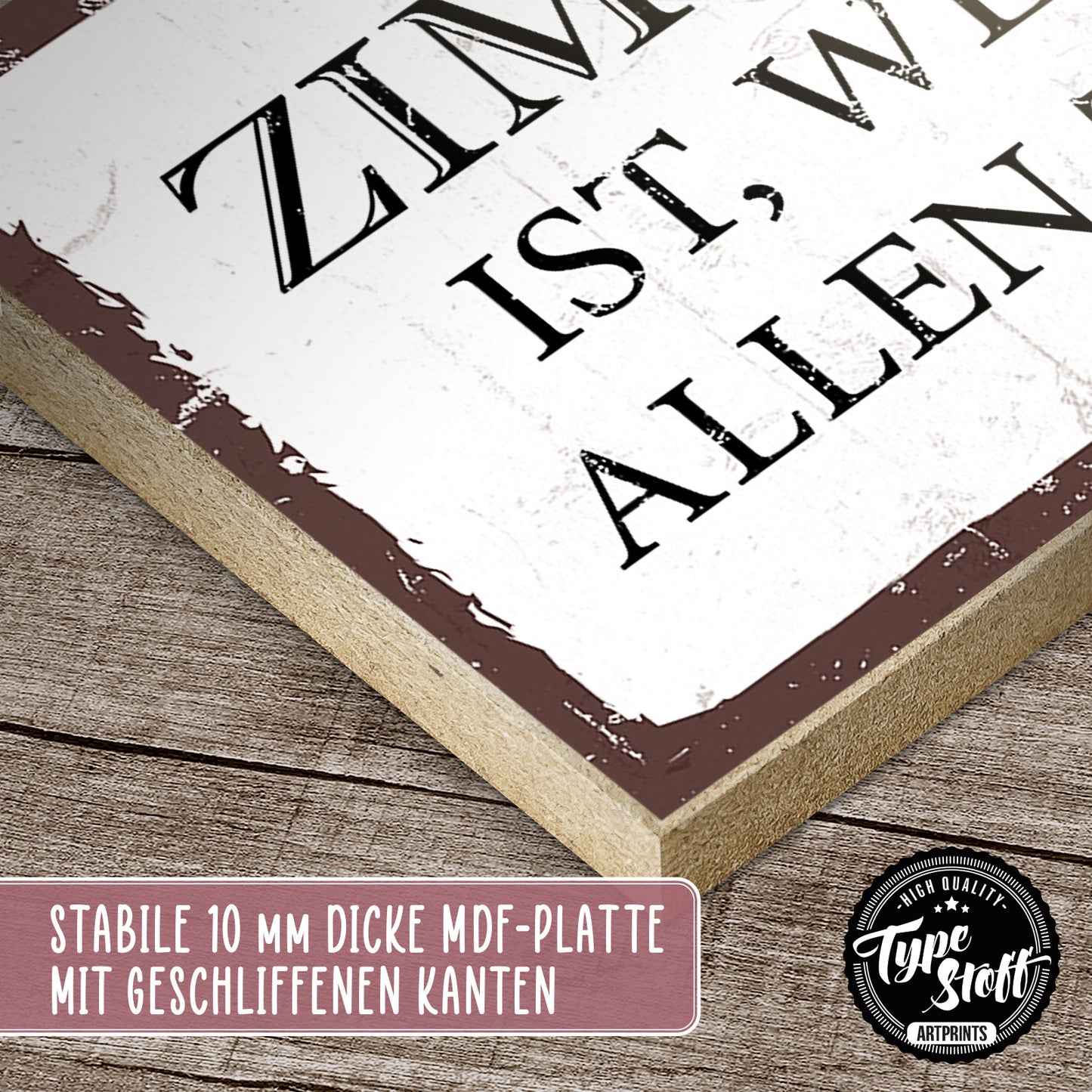 Holzschild mit Spruch - Zimmerlautstärke - HS-KQ-00615