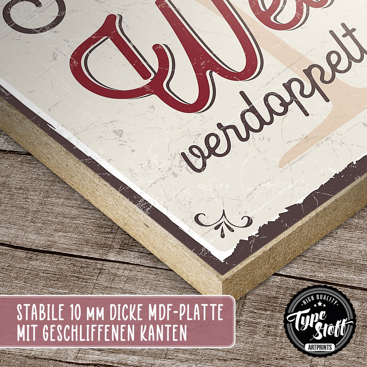 Holzschild mit Spruch - Wein - Karotten verstärken Sehkraft – HS-GH-00622