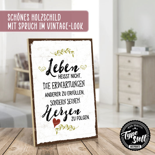 Holzschild mit Spruch - Hygge - Dem Herzen folgen – HS-GH-00643