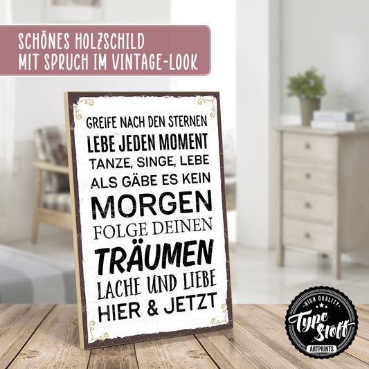 Holzschild mit Spruch - Hygge - Greife nach den Sternen – HS-GH-00644
