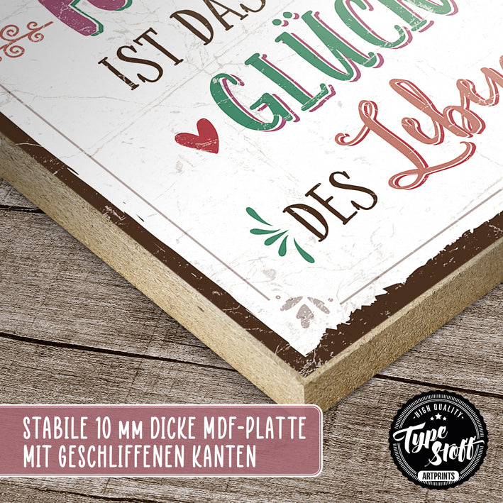 Holzschild mit Spruch - Familie - Das wahre Glück des Lebens - HS-QN-00667