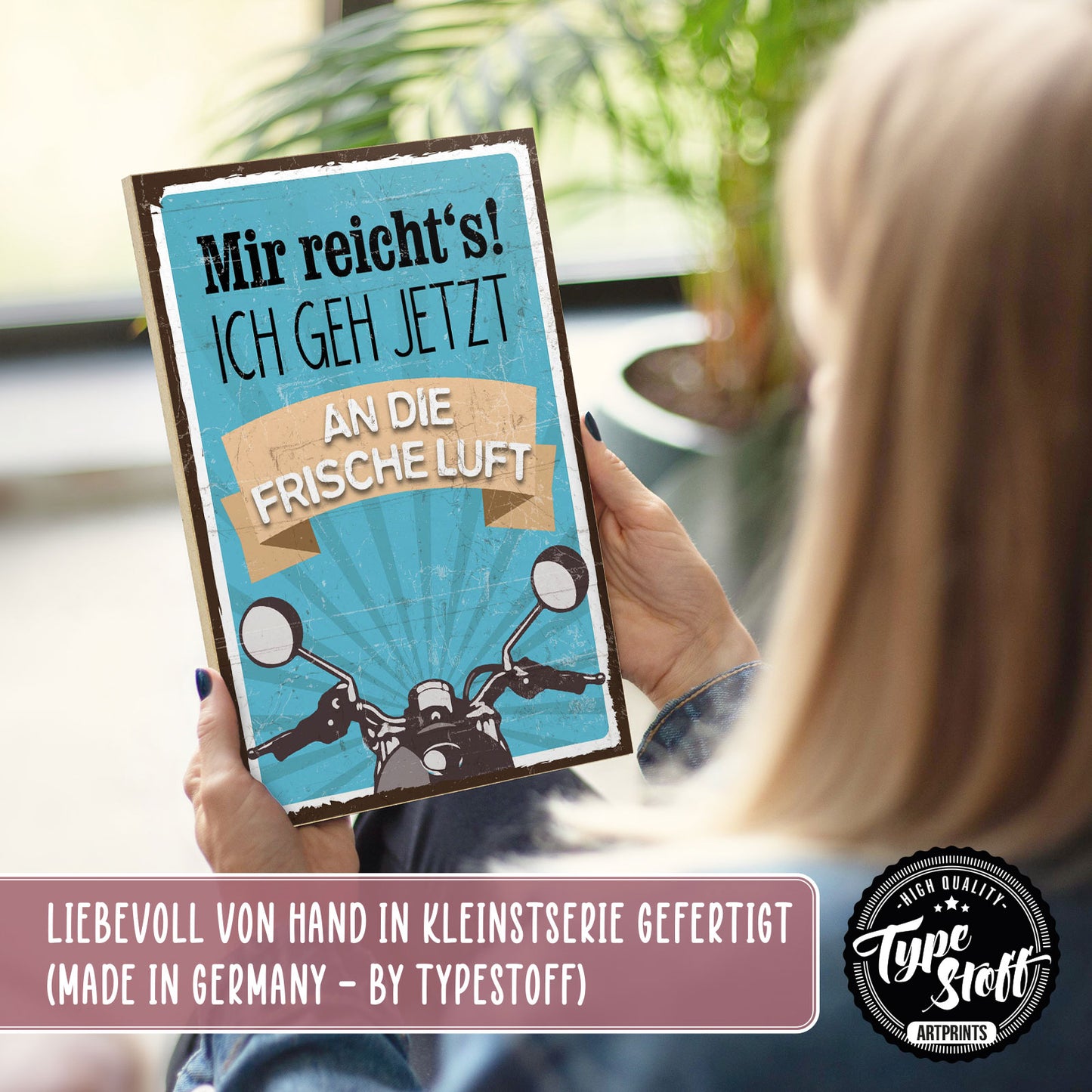 Holzschild mit Spruch - Motorrad - Mir reichts - HS-GH-00670