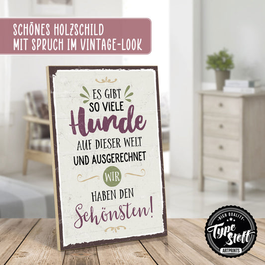 Holzschild mit Spruch - So viele Hunde auf der Welt – HS-GH-00671