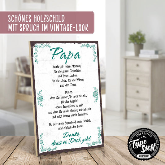 Holzschild mit Spruch - Danke Papa – HS-GH-00674