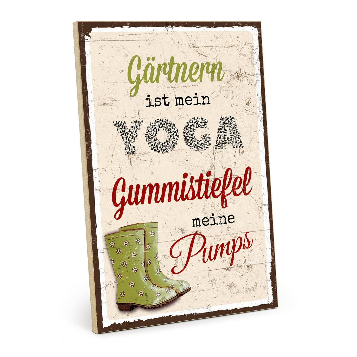 Holzschild mit Spruch - Garten - Gärtnern ist mein Yoga – HS-GH-00707