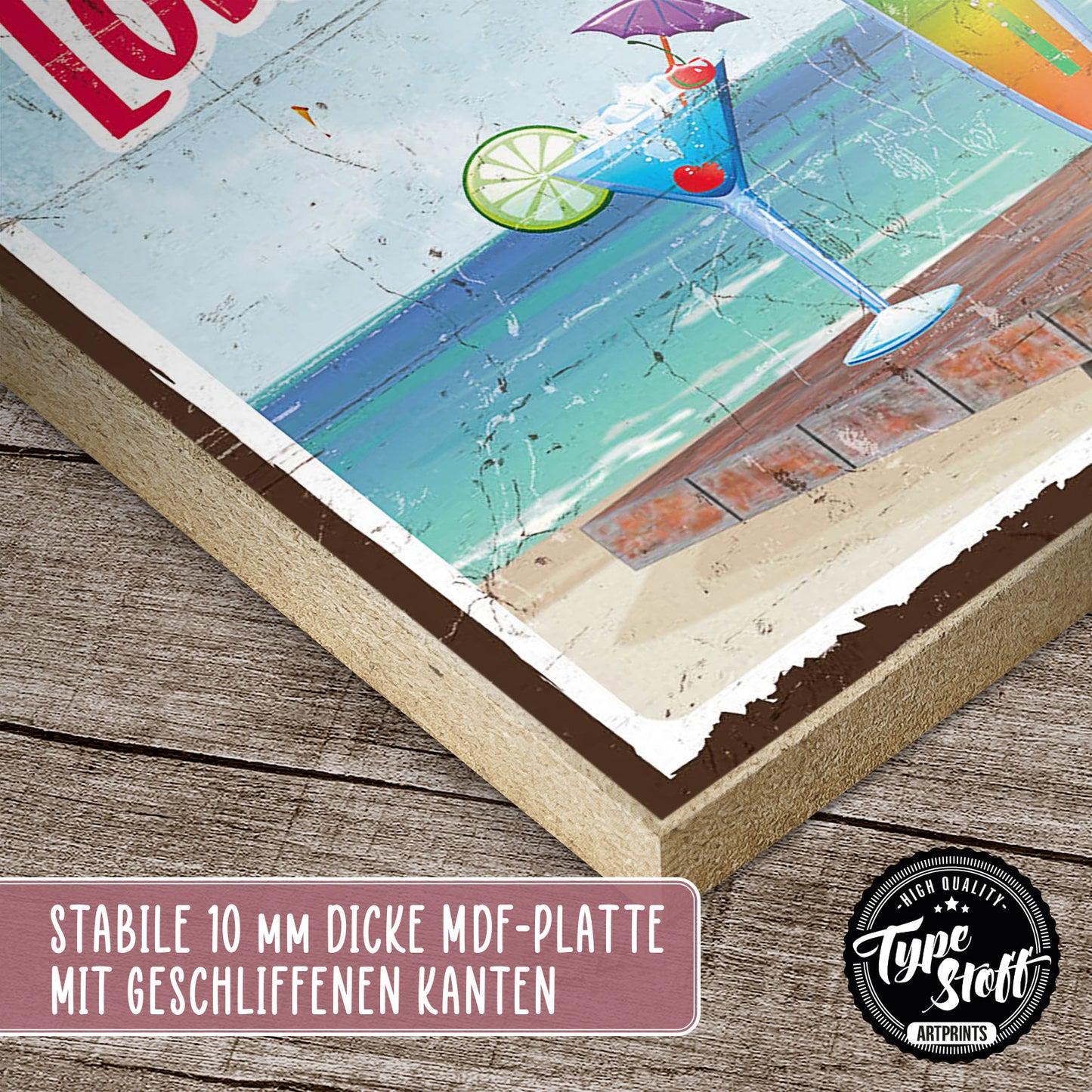 Holzschild mit Spruch - Cocktail-Lounge und Alkohol – HS-GH-00718