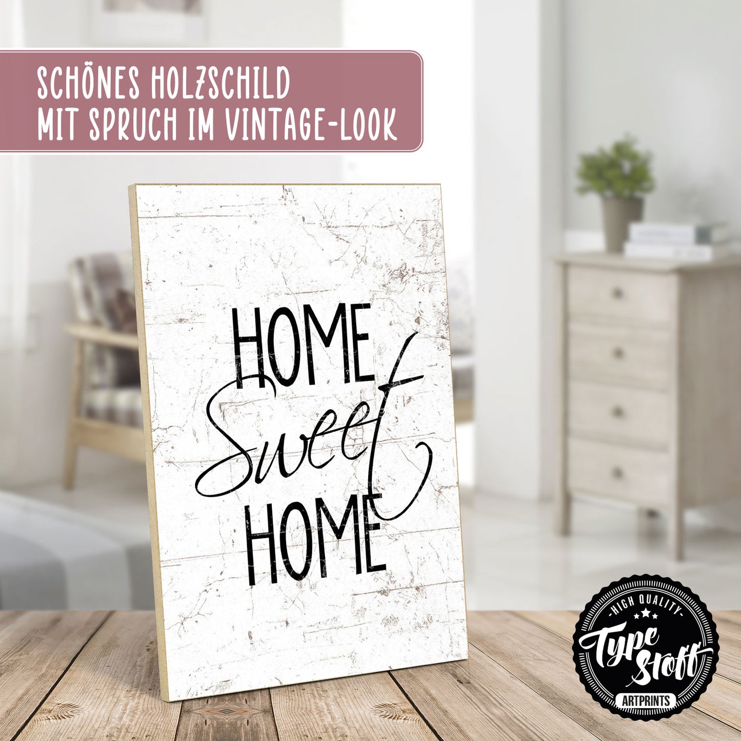 Holzschild mit Spruch - Zuhause - Home sweet home – HS-GH-00748