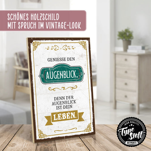 Holzschild mit Spruch - Hygge - Genieße den Augenblick – HS-GH-00761
