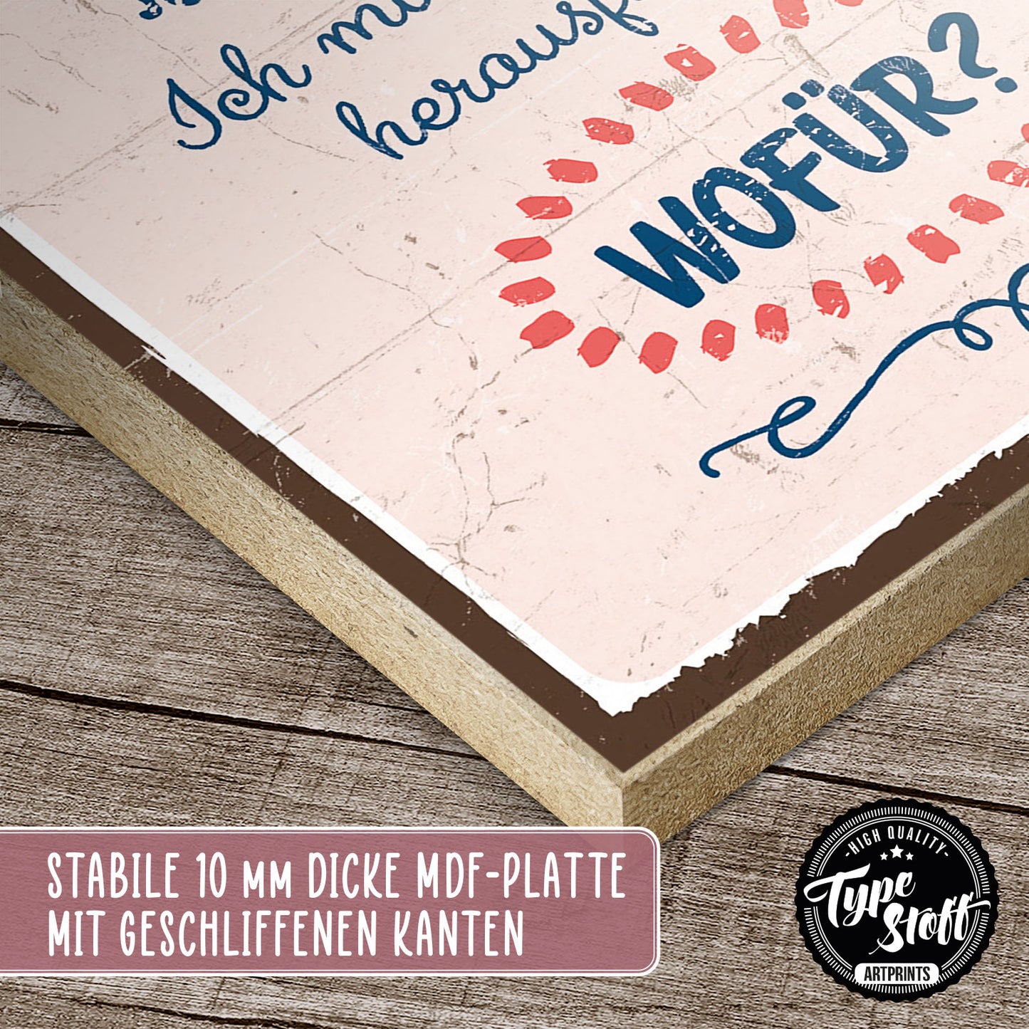 Holzschild mit Spruch - Hygge - Verrückt - Spaß am Leben – HS-QN-00737