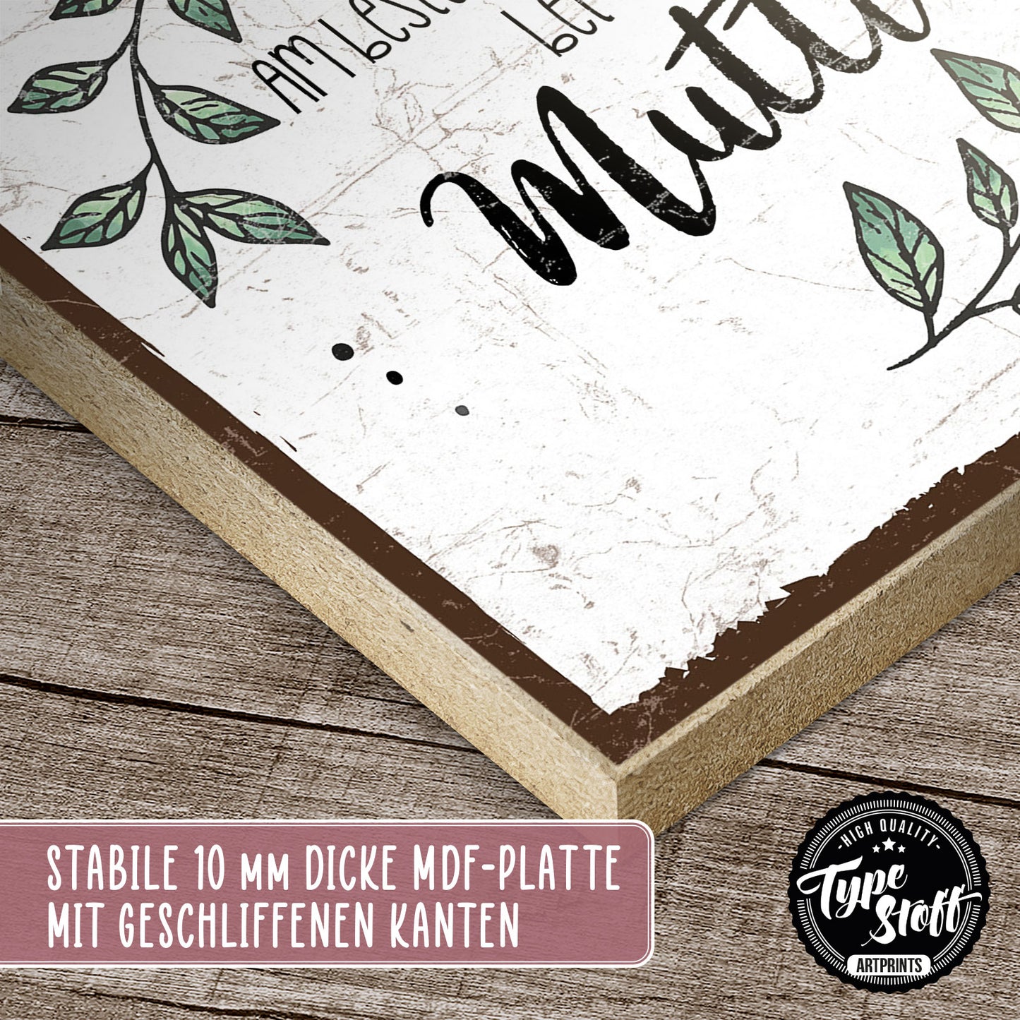 Holzschild mit Spruch - Mama - Küche - Essen – HS-QN-00773