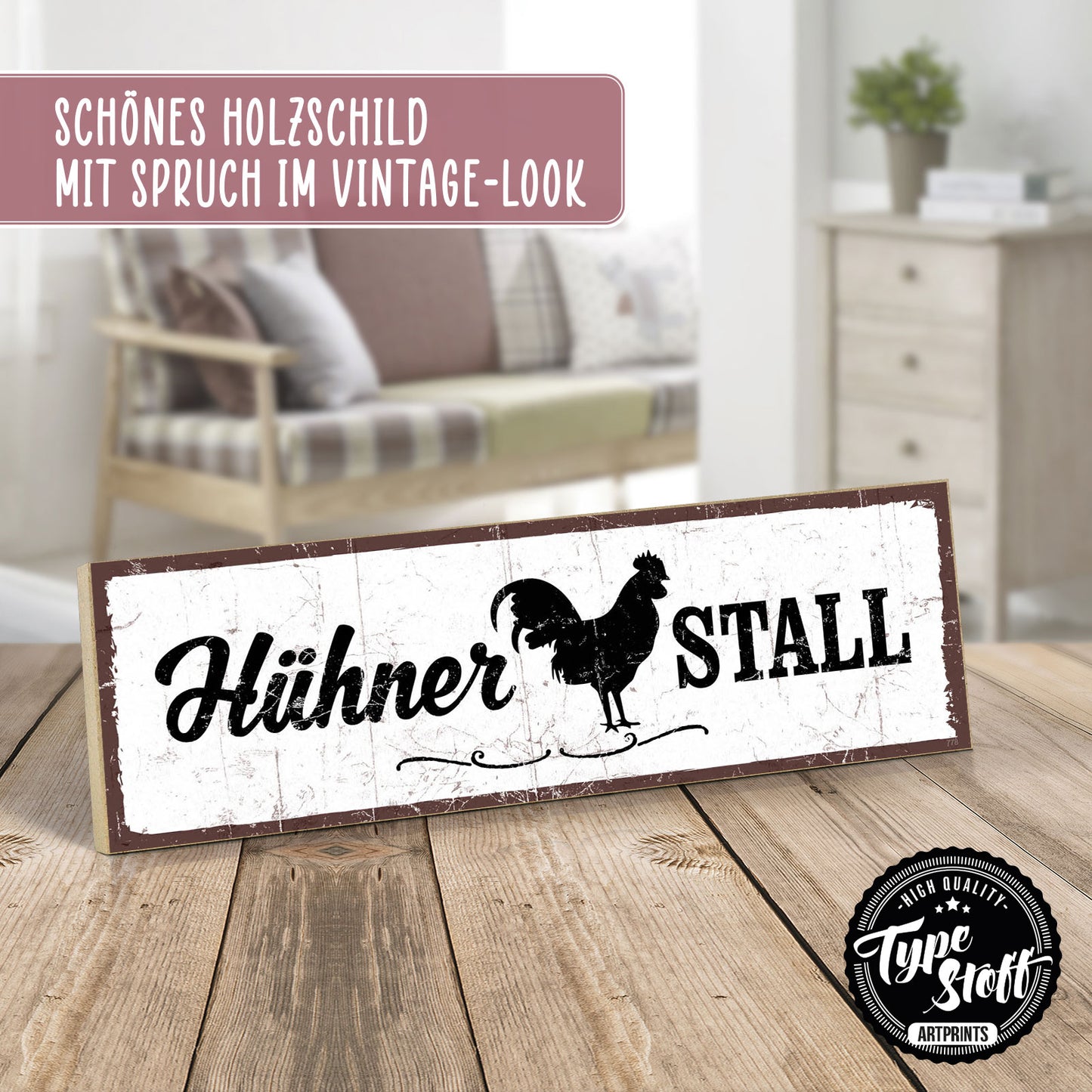 Holzschild mit Spruch - Huhn - Hühnerstall – HS-KQ-00778
