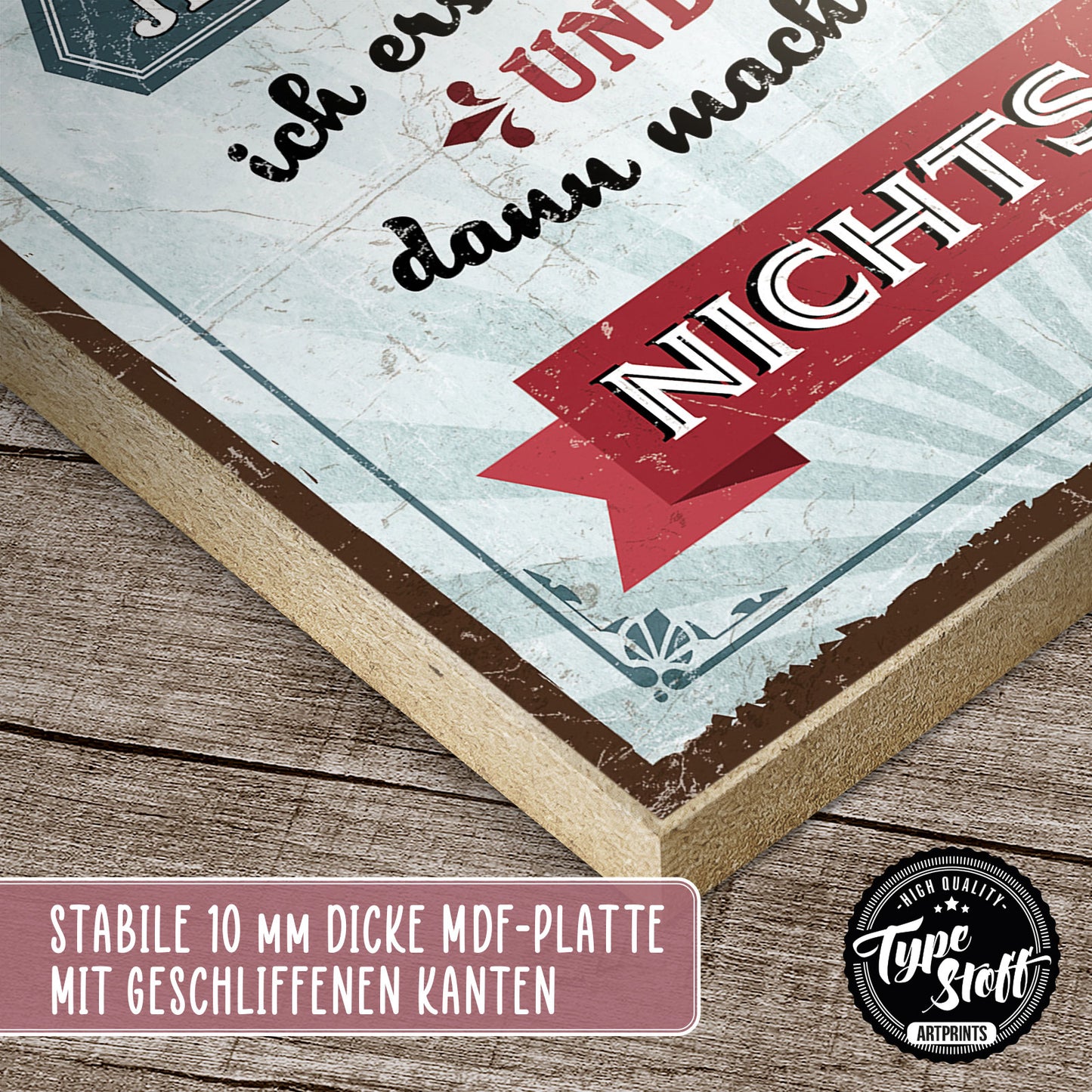 Holzschild mit Spruch - Hygge - Abwarten - Nichts tun – HS-QN-00787