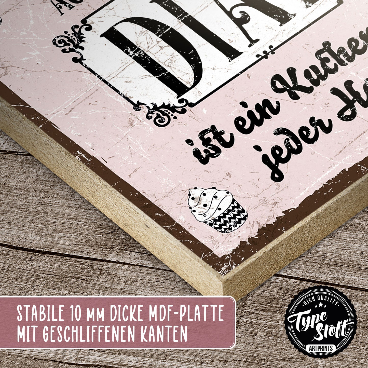 Holzschild mit Spruch - Diät - Ein Kuchen in jeder Hand – HS-QN-00823