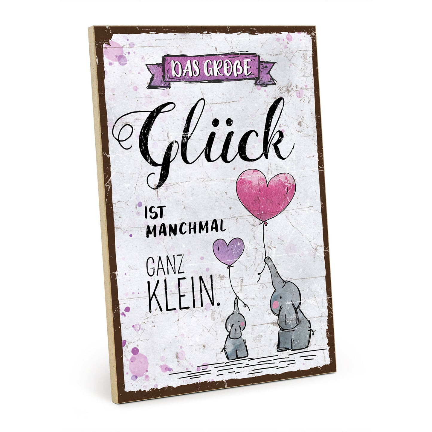 Holzschild mit Spruch - Großes Glück manchmal ganz klein – HS-GH-00835