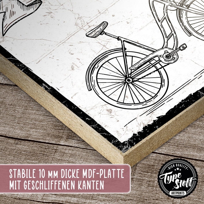 Holzschild mit Spruch - Fahrrad - Jede Fahrt ein Urlaub – HS-QN-00848