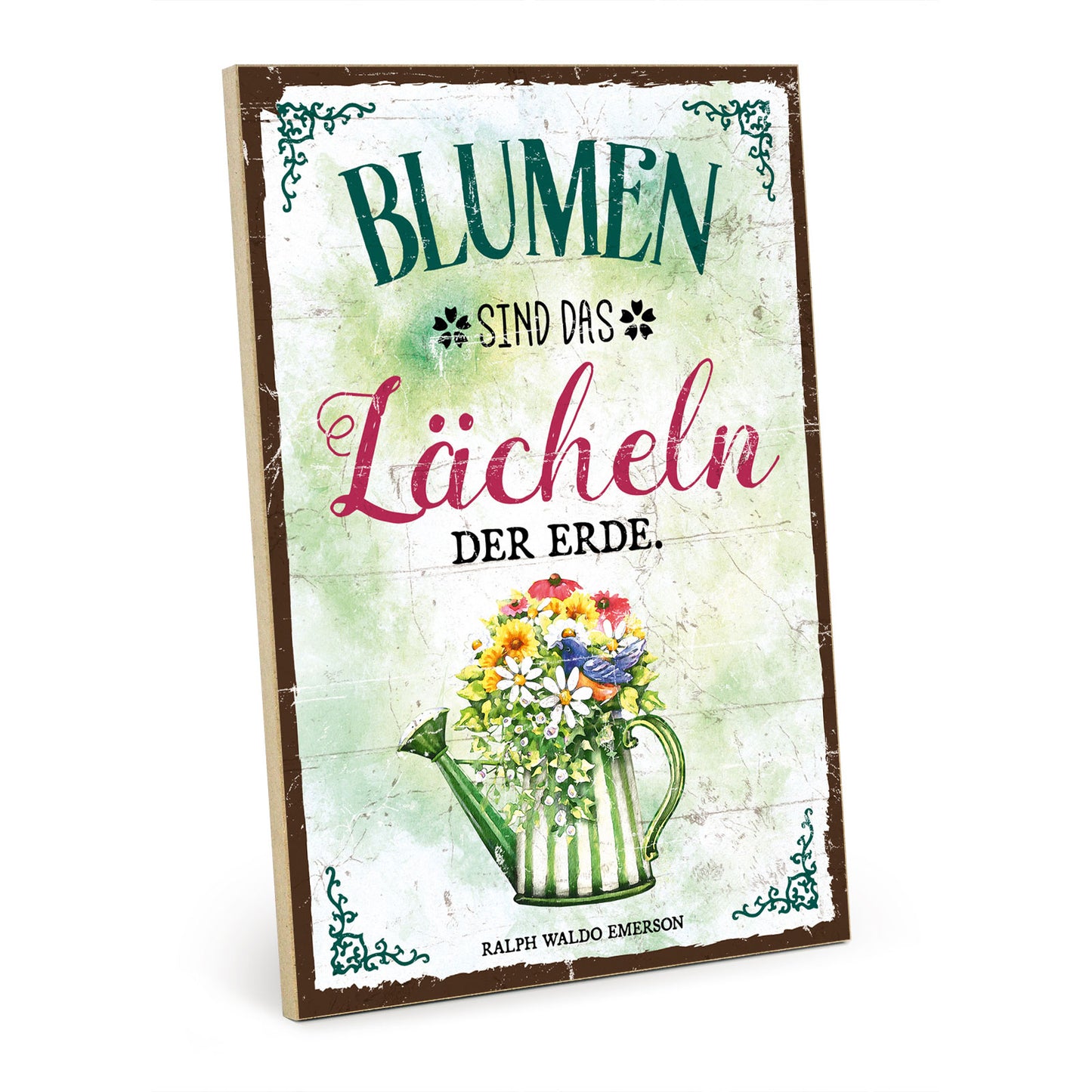 Holzschild mit Spruch - Garten - Blumen sind Lächeln – HS-GH-00869