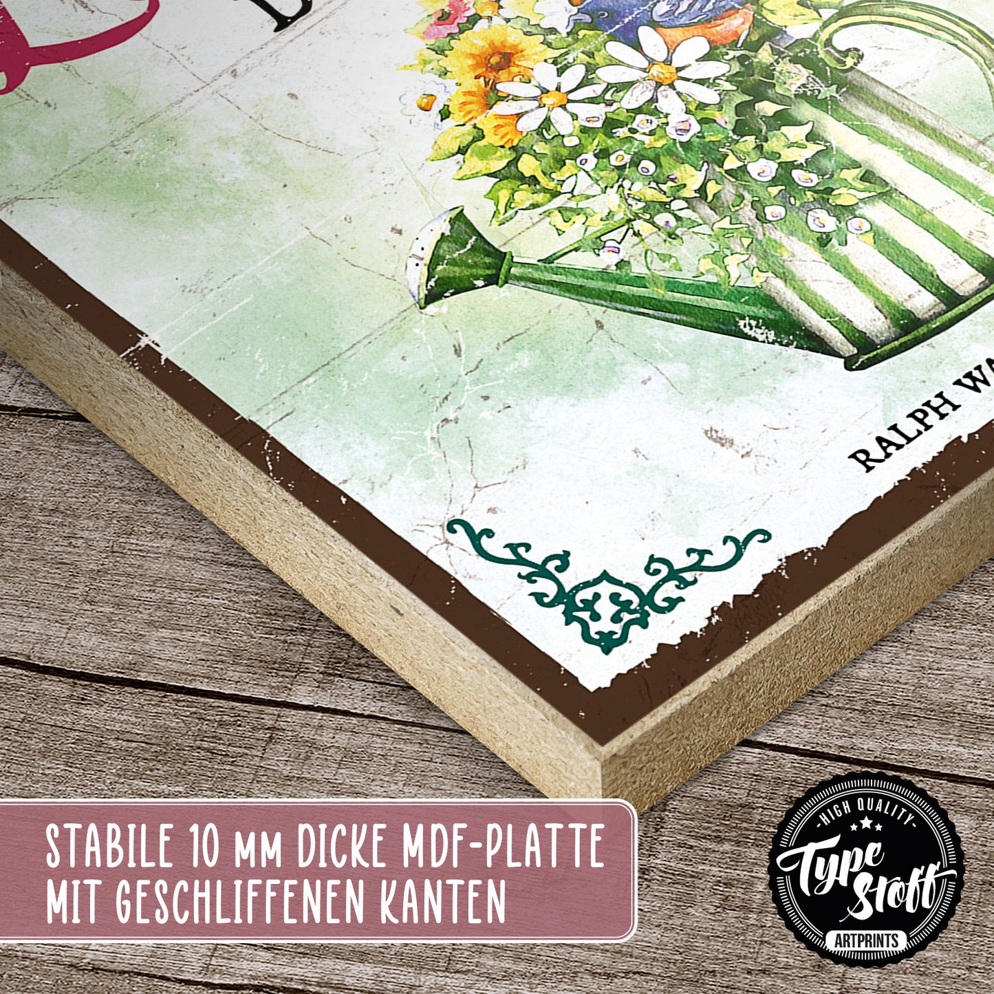 Holzschild mit Spruch - Garten - Blumen sind Lächeln – HS-GH-00869
