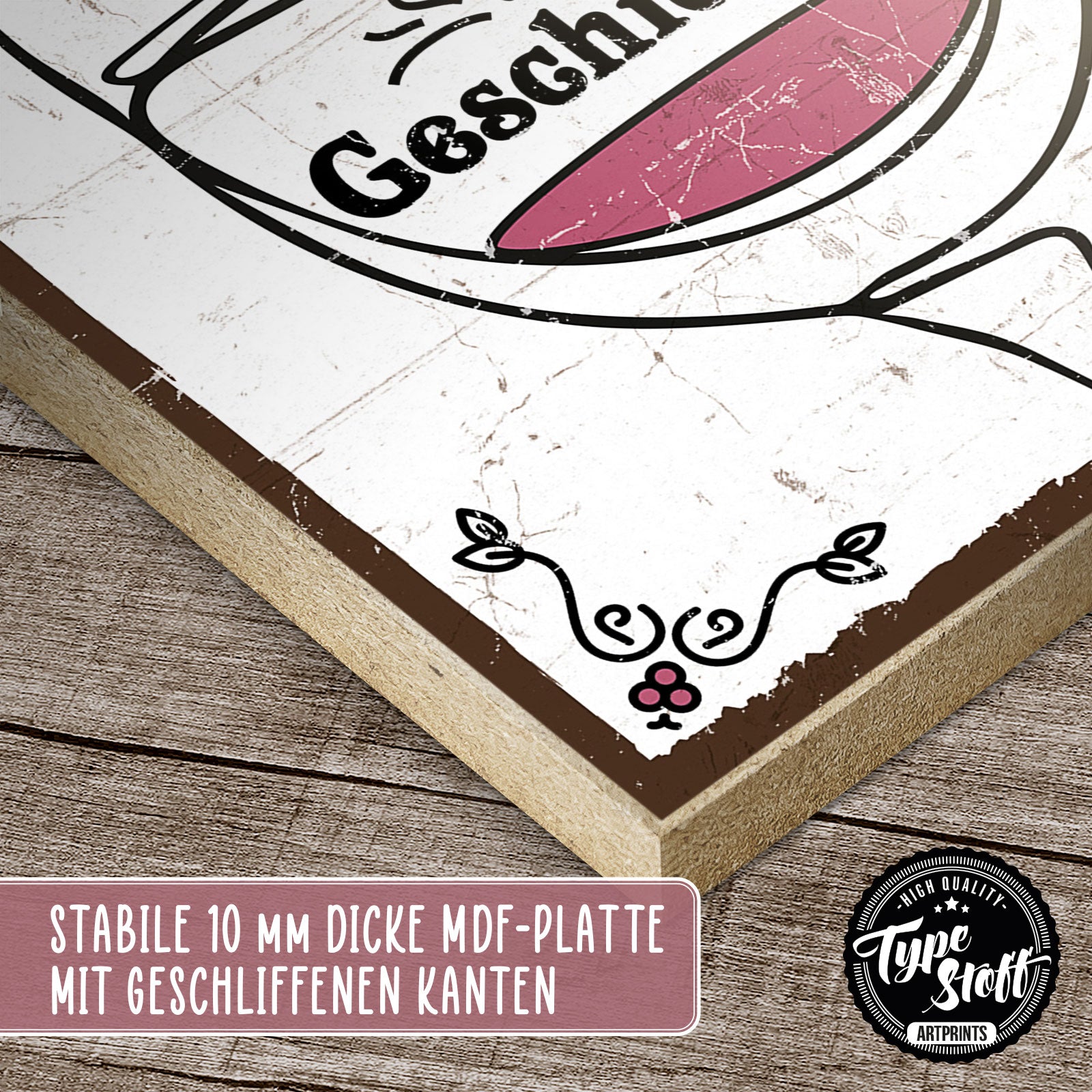 Holzschild mit Spruch - Leere Weingläser und Geschichten – HS-GH-00910 ...
