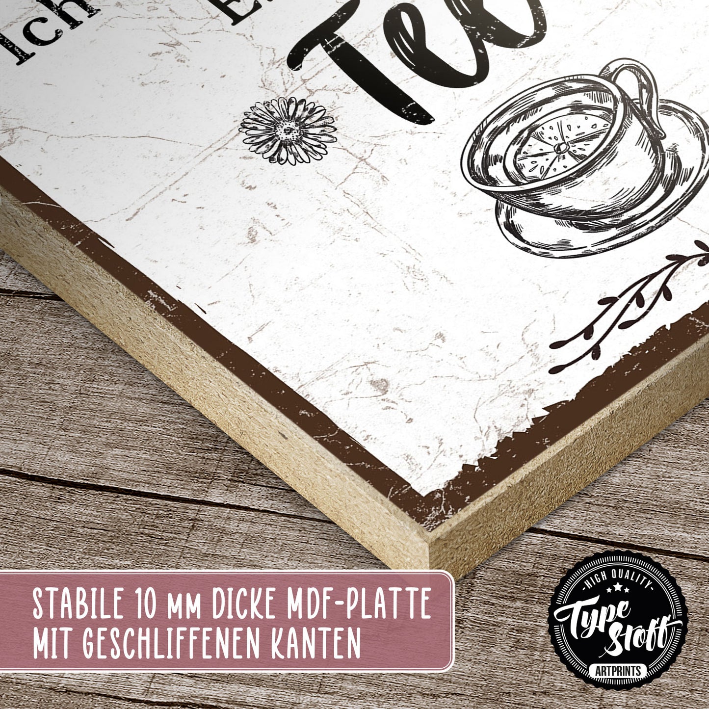 Holzschild mit Spruch - Habe gekocht - Es gint Tee – HS-QN-00922