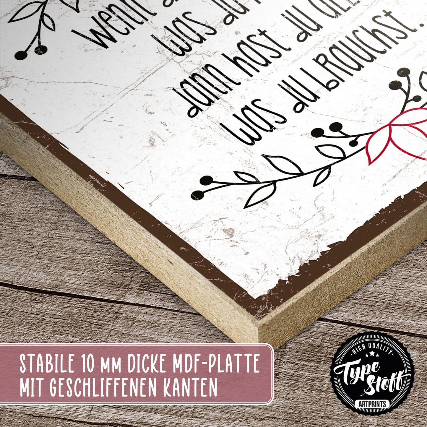 Holzschild mit Spruch - Hygge - Alles was du brauchst – HS-QN-00925