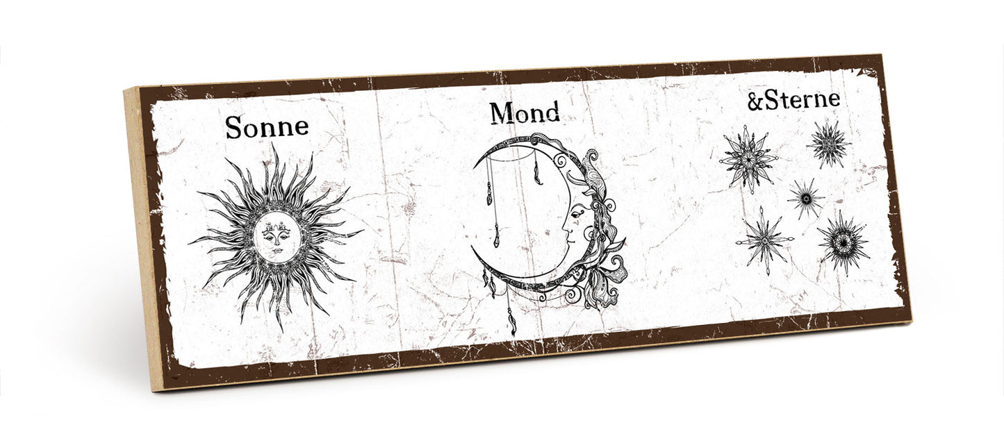 Holzschild mit Spruch - Hygge - Sonne Mond und Sterne – HS-KQ00937