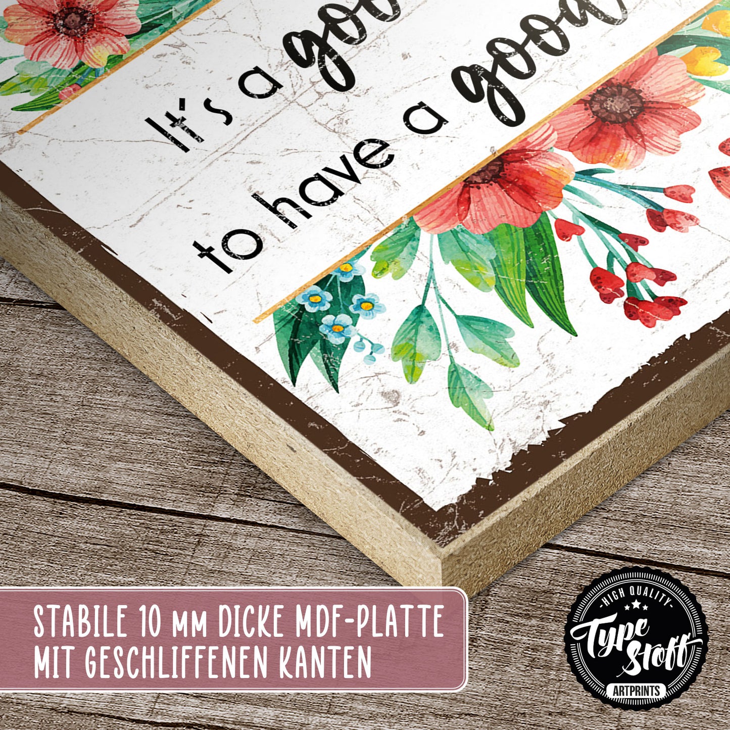 Holzschild mit Spruch - Hygge - A good day – HS-QN-00939