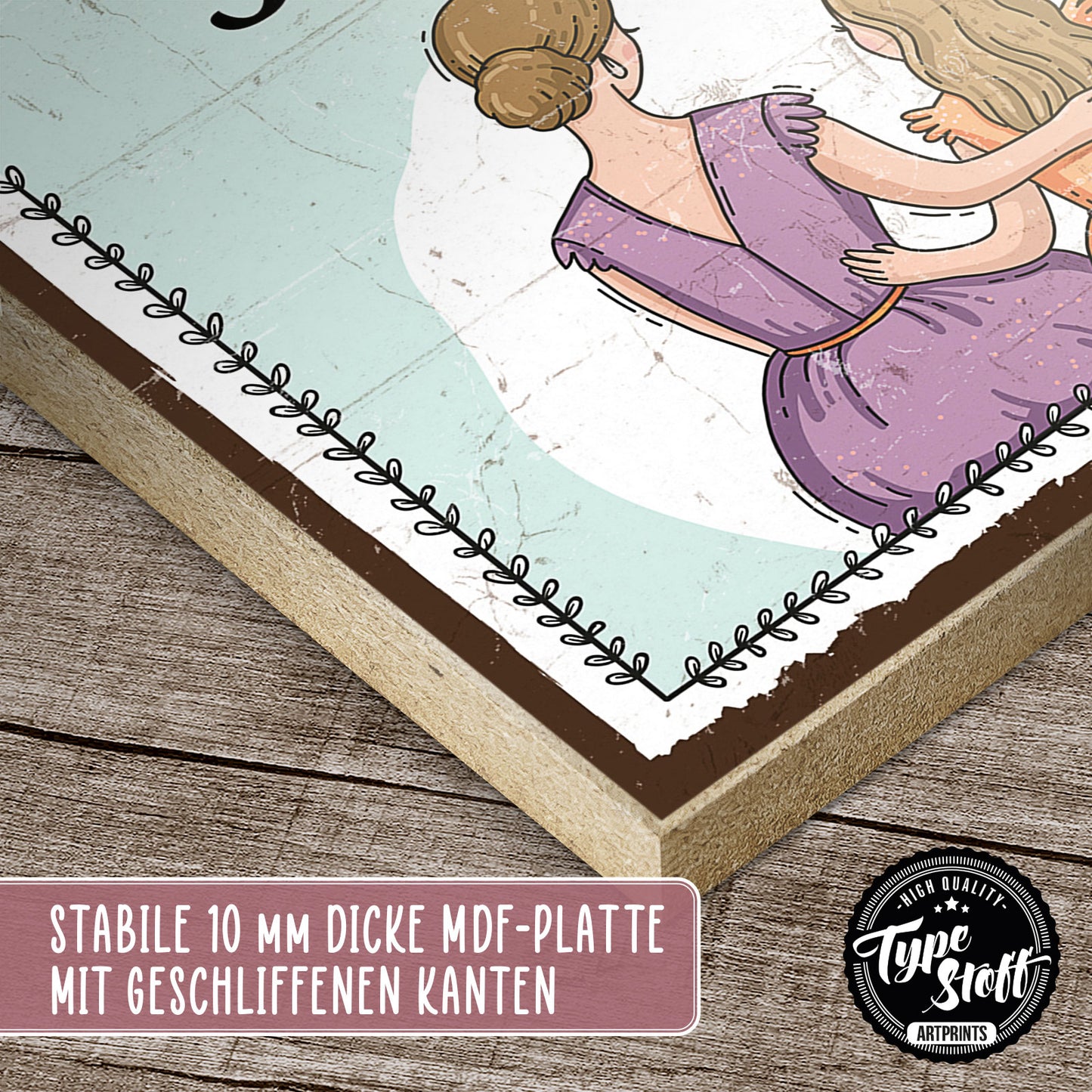 Holzschild mit Spruch - Stolze Mutter- fantastische Tochter – HS-QN-00948