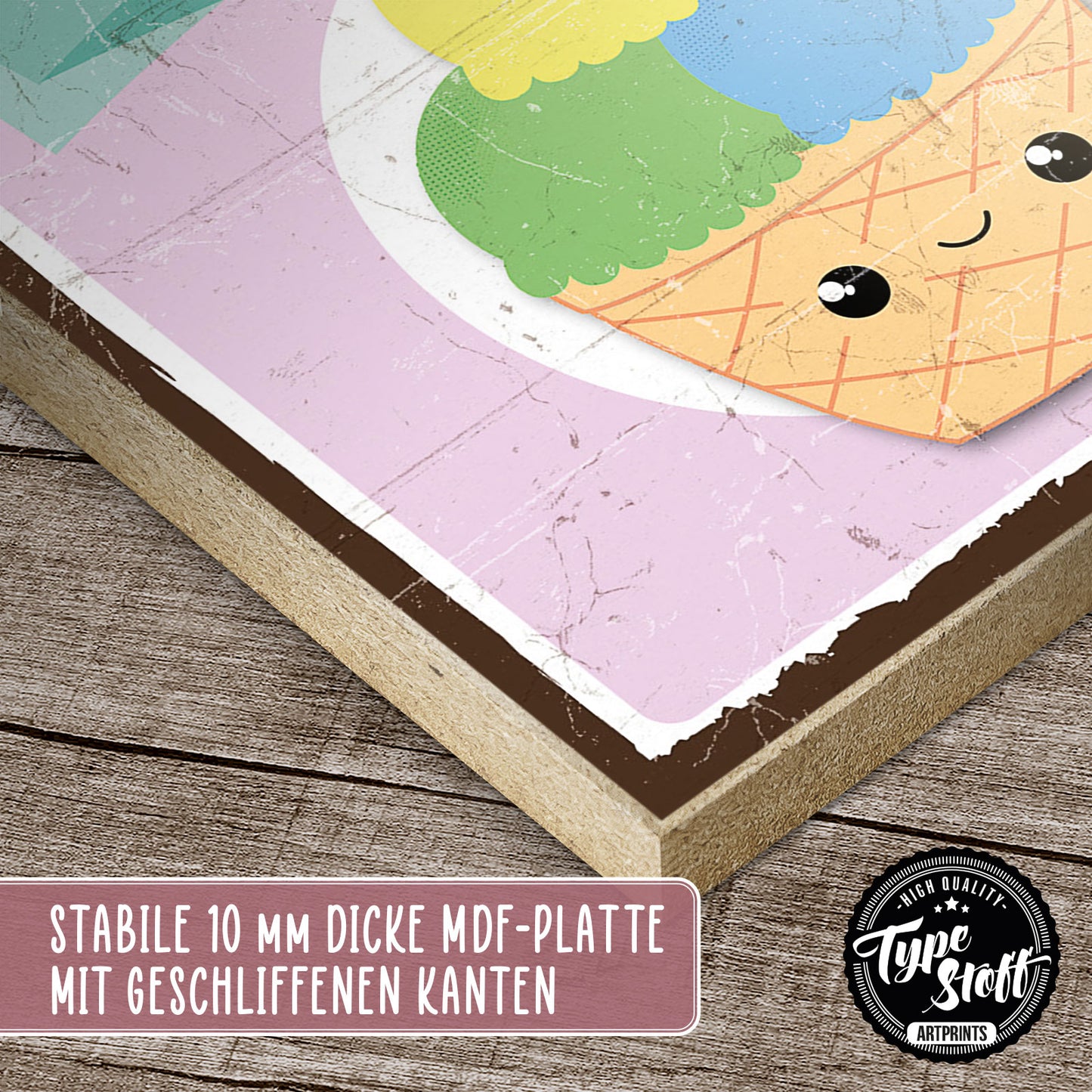 Holzschild mit Spruch - Mir reichts - Ich geh Eis essen – HS-GH-00955