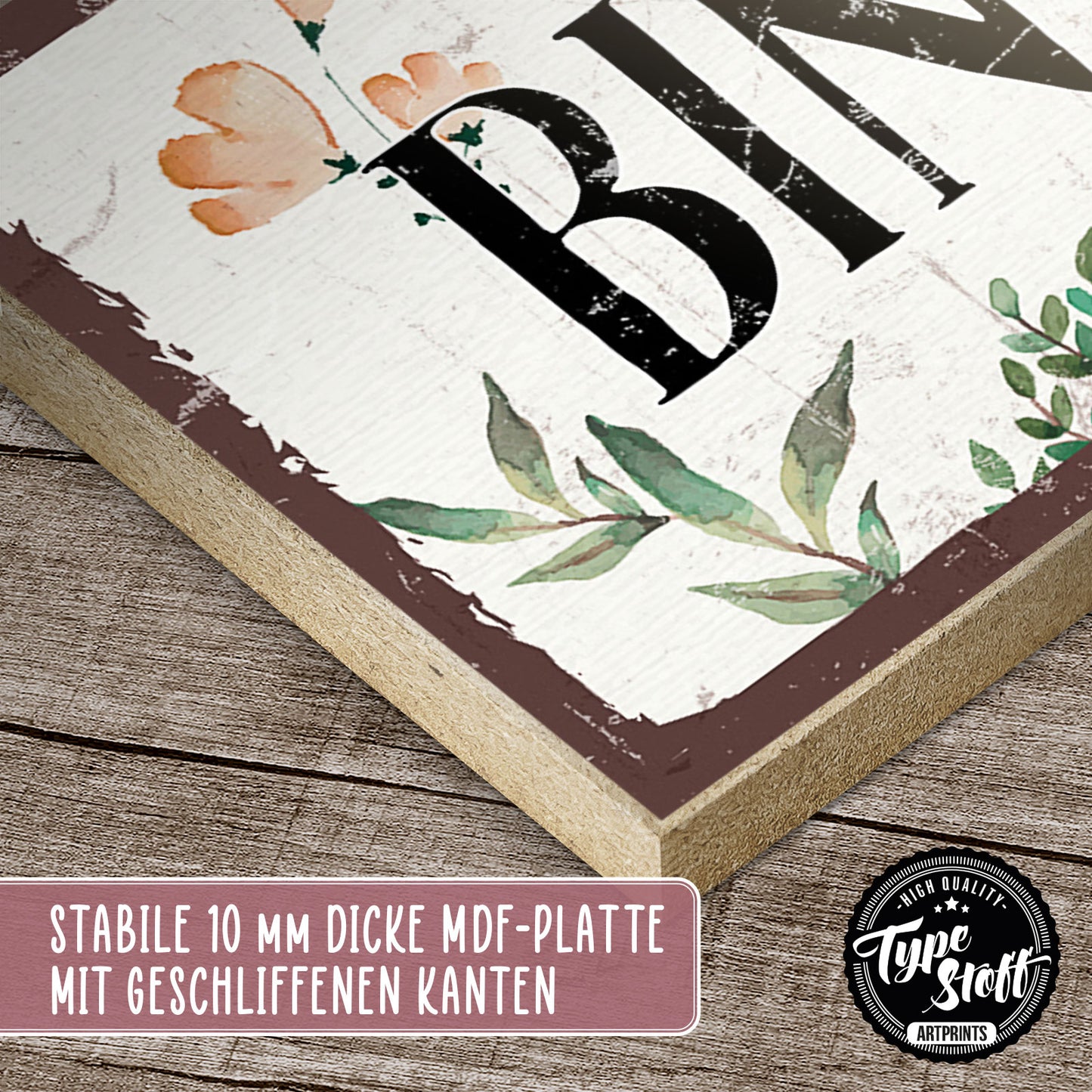 Holzschild mit Spruch - Bin im Garten – HS-KQ-00970