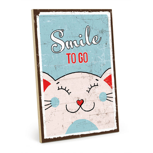 Holzschild mit Spruch - Lachen - Smile to go – HS-GH-00981