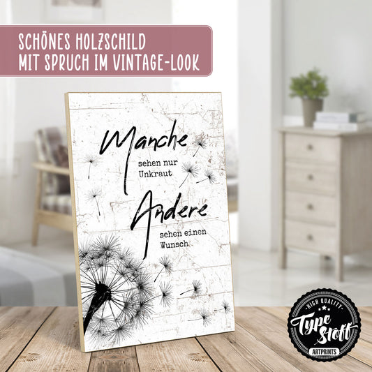 Holzschild mit Spruch - Hygge - Pusteblume - Wunsch – HS-GH-00989