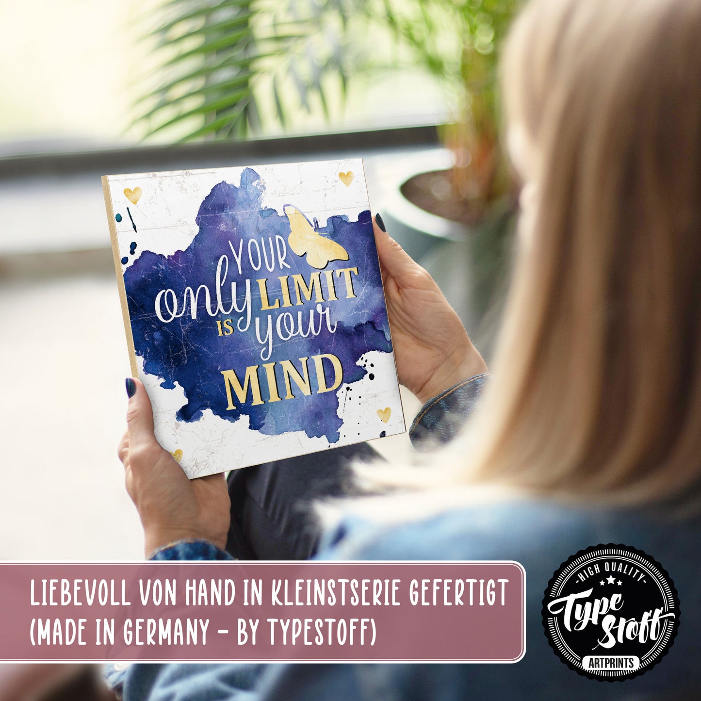 Holzschild mit Spruch - Motivation - Only limit is your mind – HS-QN-01006