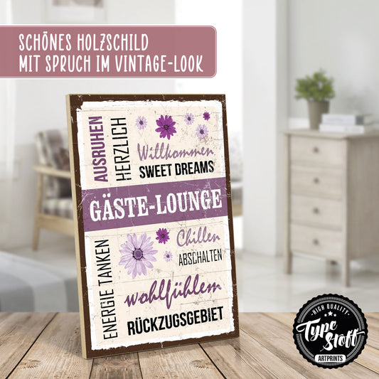 Holzschild mit Spruch - Wohnung - Gäste Lounge – HS-GH-01015