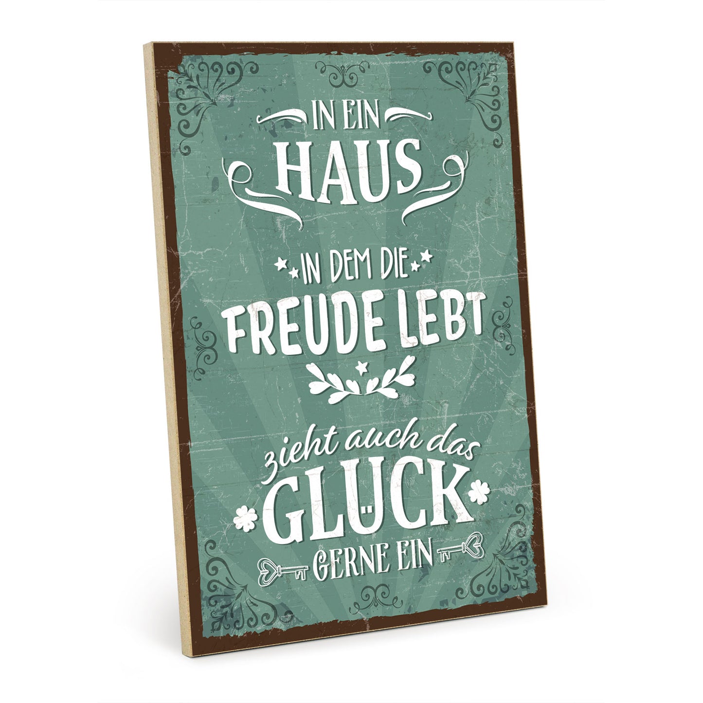 Holzschild mit Spruch - Familie - Freude - Glück – HS-GH-01025