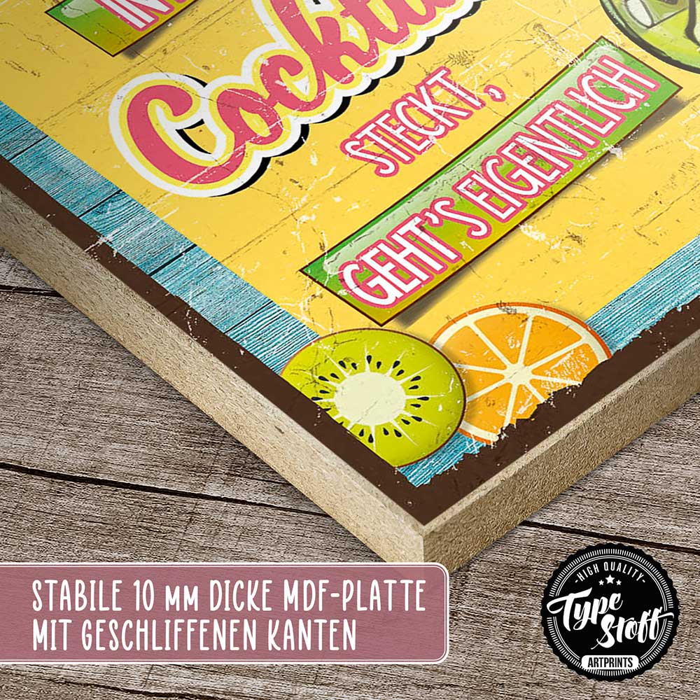 Holzschild mit Spruch - Letzter Strohhalm - Cocktail – HS-GH-01030