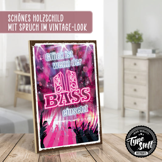 Holzschild mit Spruch - Musik - Glück - Bass – HS-GH-01038